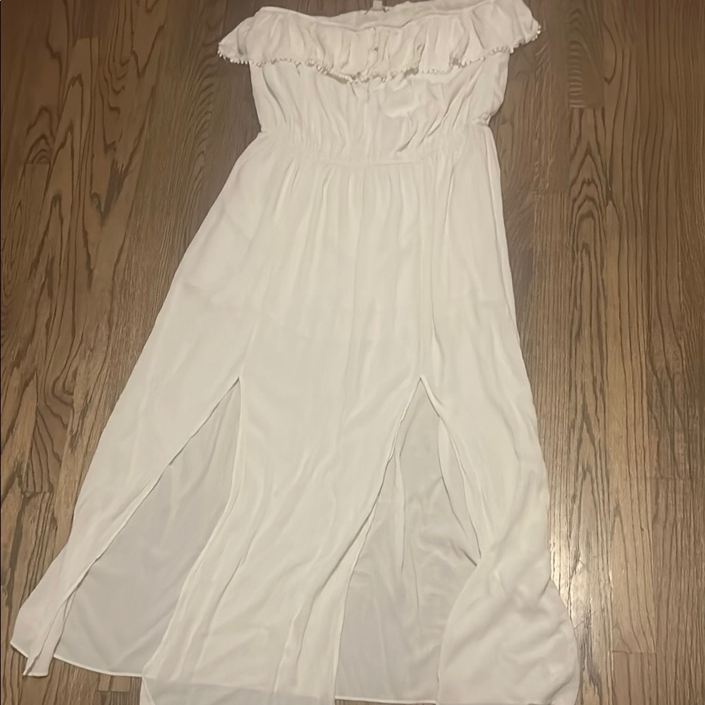 American Eagle Outfitters White gauze strapless dress